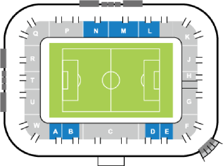 S指定席 (メイン北、メイン南、バック) エリア図